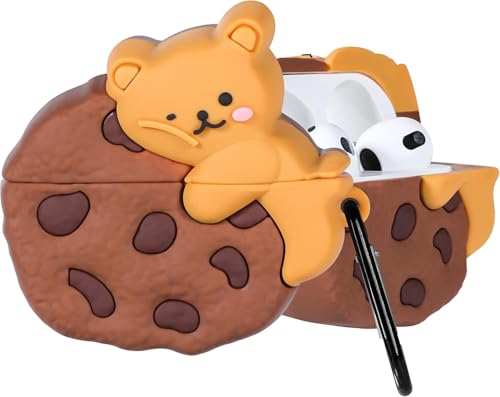 Image of New Cute Soft Silicone Case Compatible with Apple AirPods 4 Generation (2024) Full 360 Protection Dust-Proof Shockproof Case Cover with Hook (Cover Only) (Choki Bear)