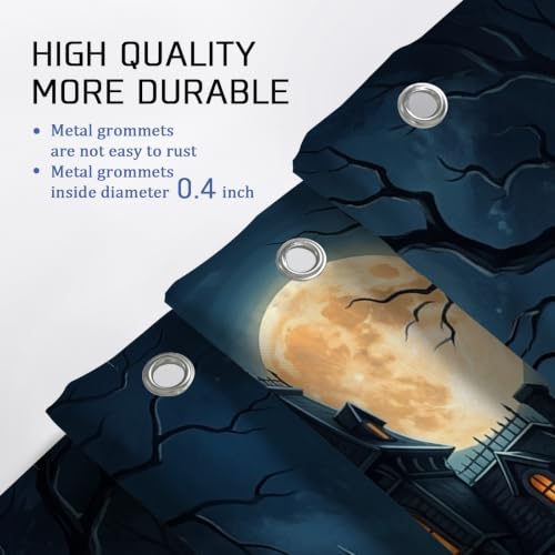 Rideau de douche et tapis Halloween en polyester imperméable pour salle de bain