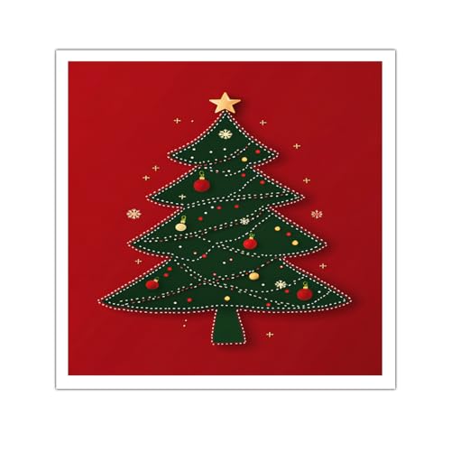 Toile art mural arbre de Noël abstrait vert affiche festive TOANGWALL 95x95cm salon