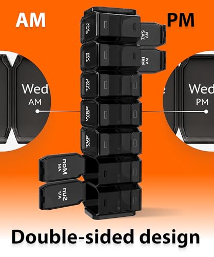 Image of Extra Large Pill Organizer 2 Times a Day - XL Pill Box 7 Day with Big AM /PM Compartments - Fits Large Vitamins, Supplements & Gummies, for 7 or 14-Day Use, Color-Coded, Senior-Friendly, No Spills