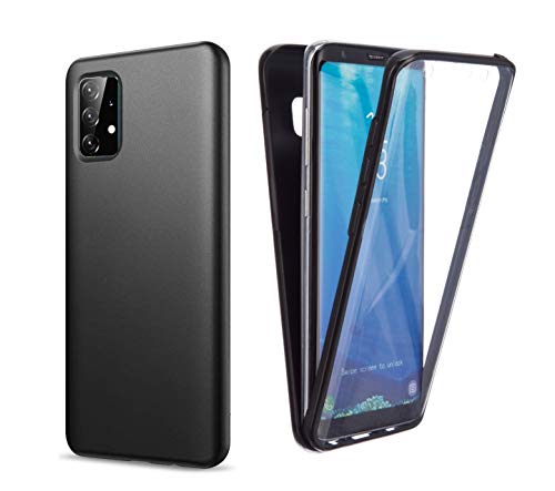 NWNK13 Für Samsung Galaxy A02S Hülle Crystal Clear Slim Fit Front & Back 360° Case Eingebauter Displayschutz Full Body Silikon Gel Handyhülle für Samsung A02S (Schwarz)