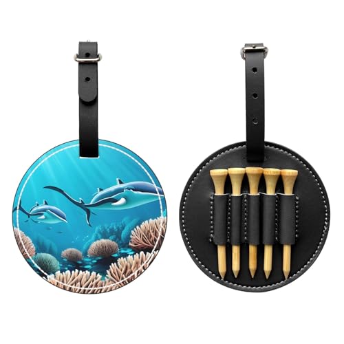 Deep Sea Whales Black Golf tee Storage Bag - Durable and wear-Resistant Golf Accessories