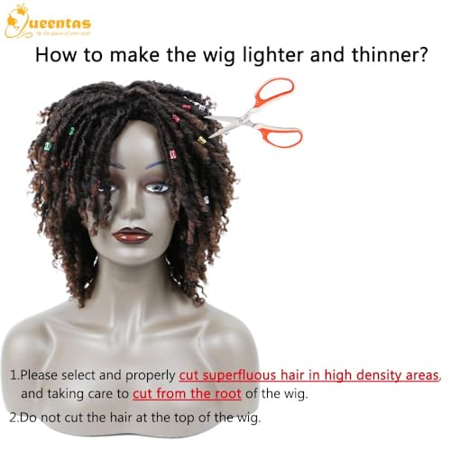 Queentas ZFINP13574 Dreadlock Wigs For Black Women And Men Short Curly Big Afro Braided Wigs Faux Locs Twist Braiding Synthetic Wigs thumb #3