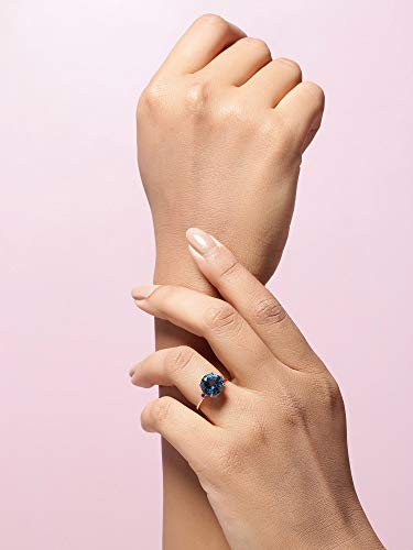Yotreasure 3.90 Ct. London Blue Topaz Pink Tourmaline Solid 10Kt Rose Gold Engagement Ring #TOP2