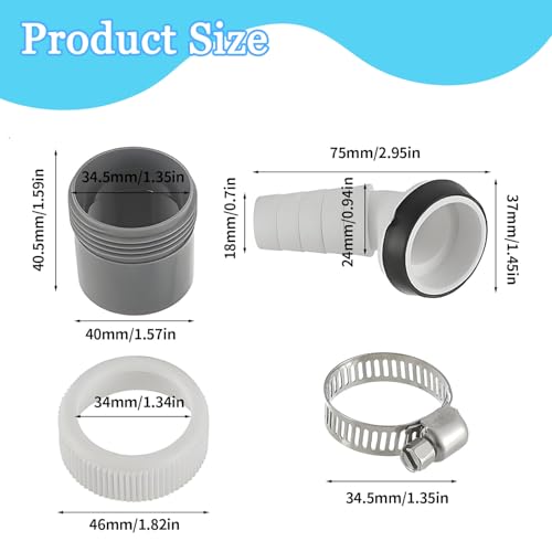 Waschmaschine Abfluss Adapter, Einzelkopf Waschmaschine Ablauf Adapter mit Abgang für Rohr Ø40 mm und Eingang Ø18-23 mm für Waschmaschine, Geschirrspüler, Trockner, Gartenschläuche
