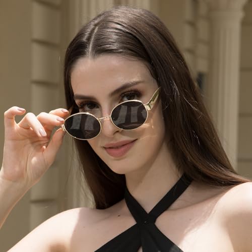 JIM HALO Polarized Oval Sunglasses for Women Men Trendy Retro Sun Glasses Classic Shades UV400 Protection2