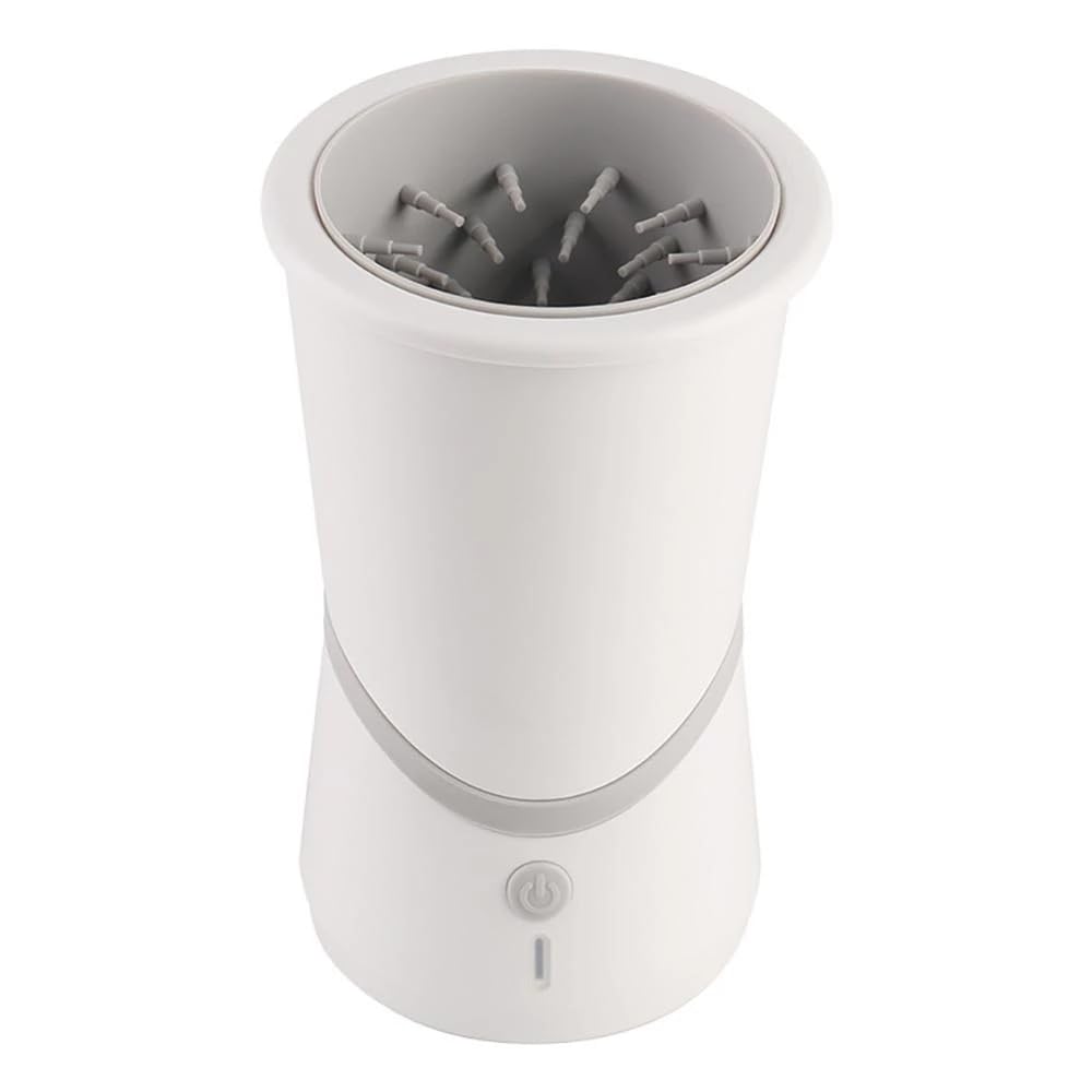 Automatic Pet Paw Cleaner – USB Rechargeable Electric Foot Washer Cup for Dogs & Cats, Soft Silicone Bristles, White (Small)-image-1
