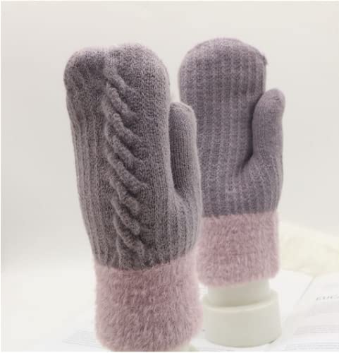 QAZW Guanti Autunnali Invernali per Donna Guanti in Morbida Lana Guanti Spessi Caldi Lavorati a Maglia Guanti a Dita Intere Guanti Termici Sci Snowboard Sport all'Aria Aperta Regalo,S