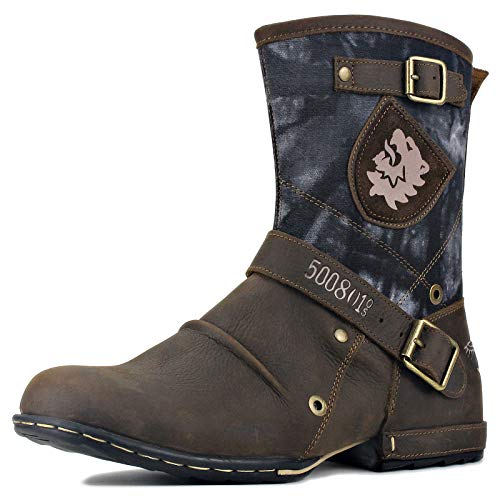 osstone Bottes de Cowboy Moto pour Hommes Biker Mode Zipper Bottes Chukka en Cuir Chaussures décontractées OS-5008-1-H8-B-9.5-R Cover