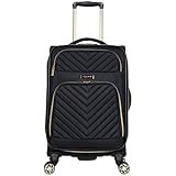 Kenneth Cole Reaction Women's Chelsea Luggage Chevron Softside 8-Wheel Spinner Expandable Suitcase Collection, Black, 20-Inch Carry On