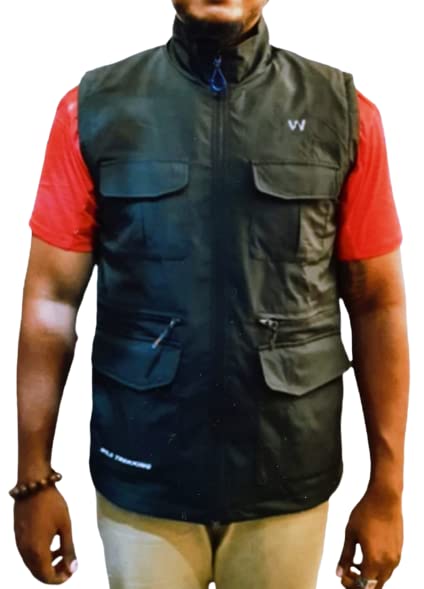 GenericPhotographer Multi pocket Jacket, Trekking Hiking Sleeveless Jacket- Solid Men & Women Trekking Black Colo- Jacket Street Studio