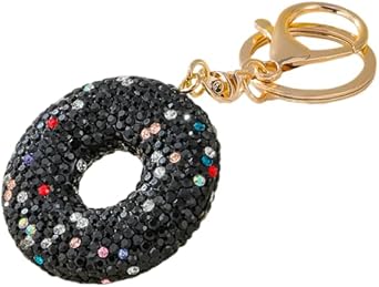 xuzhiyuan Rhinestone Doughnut Keychain for Women, Sparkly Donut Key Ring Bag Charm Keychain Accessories for Purse/Car Keys
