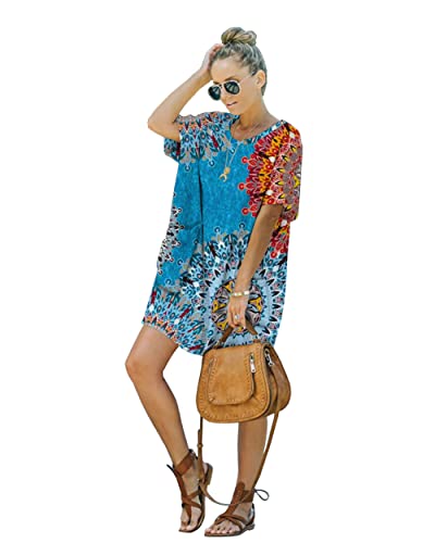 Image of Women's Casual Summer T Shirt Dress Elastic Loose Short Sleeve Dress with Pocket for Women