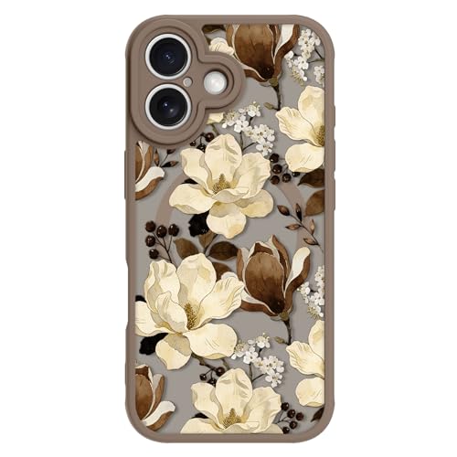 Coque antichoc iPhone 17 MagSafe ultra fine à motif floral avec revêtement mat protecteur