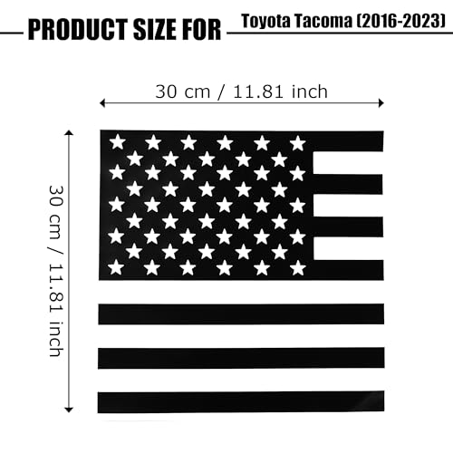 Image of American Flag Decal Rear Middle Window Vinyl Sticker for Tacoma 2016-2022, Precut Back Center Sliding Window Glass USA Flag Decal for Trucks Exterior Decoration Accessories