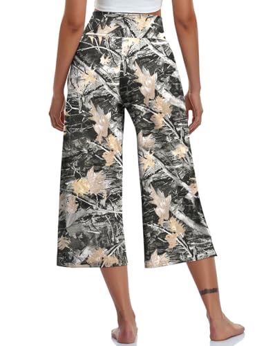 TARSE Womens Casual Wide Leg Yoga Capris Crossover High Waist Capri Pants Loose Soft Pajama Pockets Sweatpants4