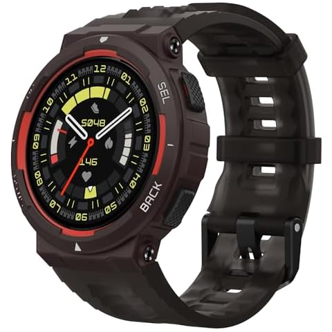Amazfit Active Edge Smart Watch 46 mm, Rugged Sport & Fitness Watch, GPS, AI Health Coach for Outdoor, Workouts & Exercise, 16 Days Battery, 130+ Sports Modes, Android iPhone Compatible, Lava Black Cover