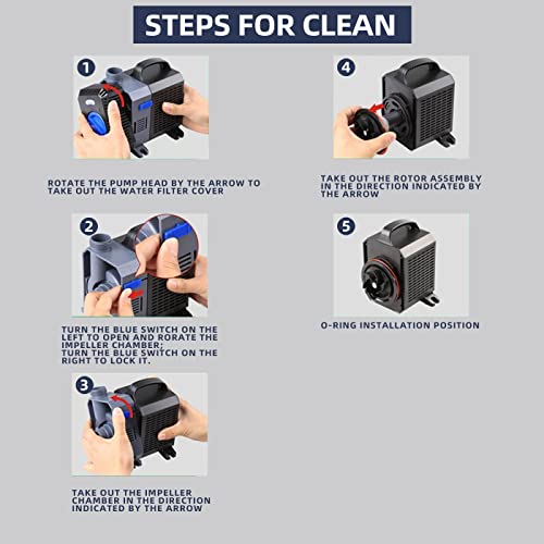 Image of TRUPOW 4226GPH Flow Frequency Electric Inline Garden Submersible Pond Filter Pump for Fish Tank Fountain Aquarium Waterfall Koi Salt Fresh Water