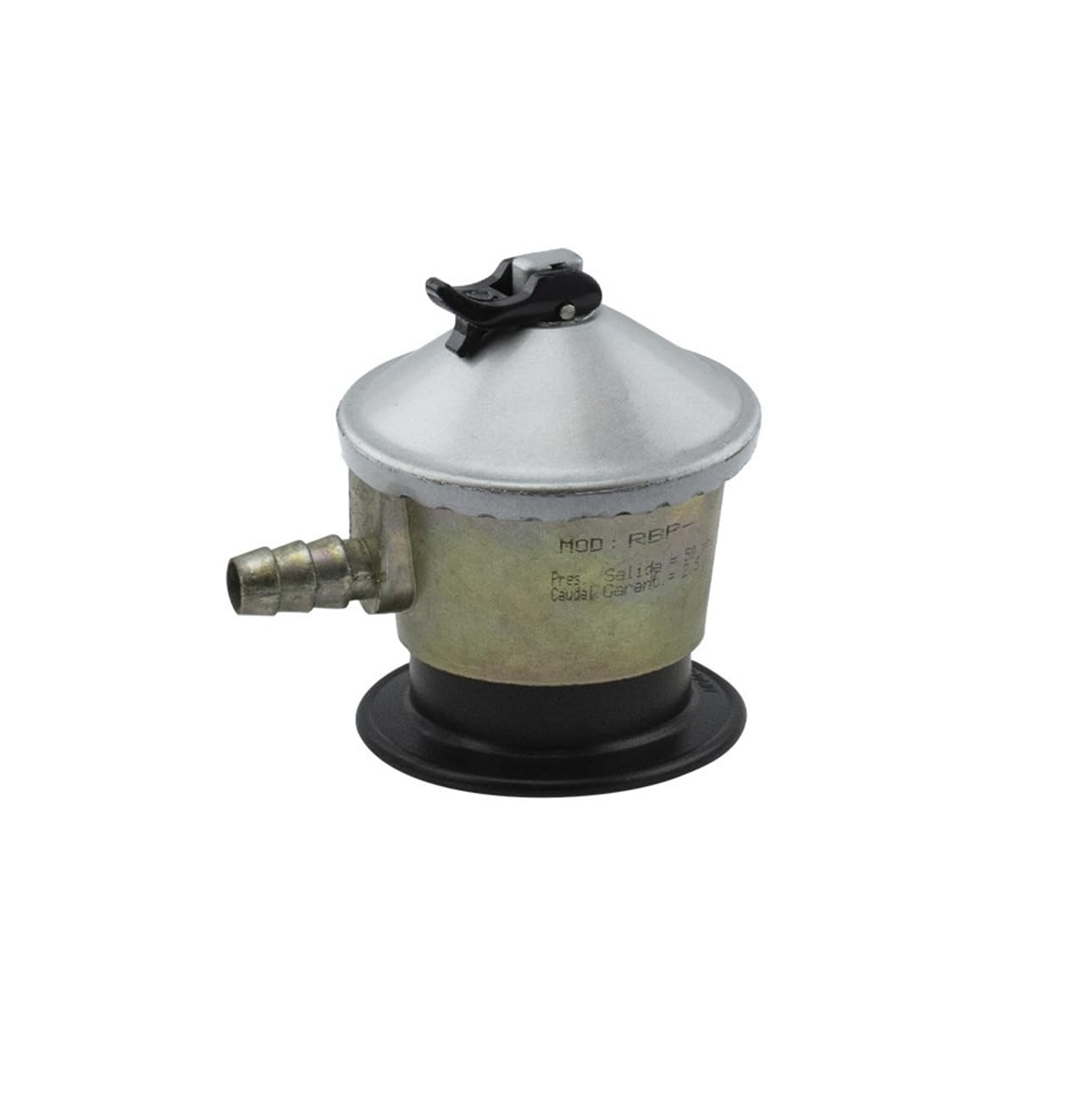 Regulator gazu propanowego - stałe ciśnienie 37 mbar - model RBP-37 z zaworem bezpieczeństwa - przyłącze typu smoczka (szybkozłączka) - na kemping, kuchenki i grilla