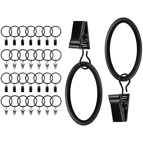 VRSS Drapery Curtain Rings with Clips (30, 1.2 Inch) Cover