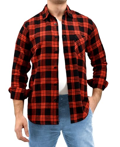 Andrew Scott Men's Button Down Regular Fit Long Sleeve Plaid Flannel Casual Shirts - Multi Packs3