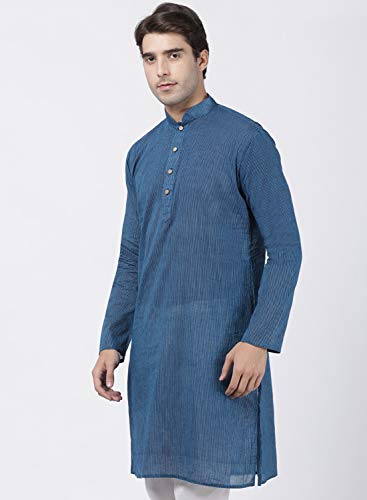 Image of VASTRAMAY Men's Royal Blue Pure Cotton Kurta