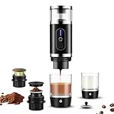 4-in-1 Tragbare Espressomaschine mit Milchaufschäumer, akku kaffeemaschine für gemahlenen kaffee und kapseln，kaffeemaschine to go geeignet fürs Büro, für Reisen und beim Camping, Cappuccino, Macchiato