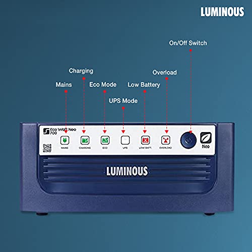 Luminous Inverter & Battery Combo (Eco Watt Neo 700 Square Wave 600VA/12V Inverter with Red Charge RC 15000ST Short Tubular 120Ah Battery) for... - Image 5