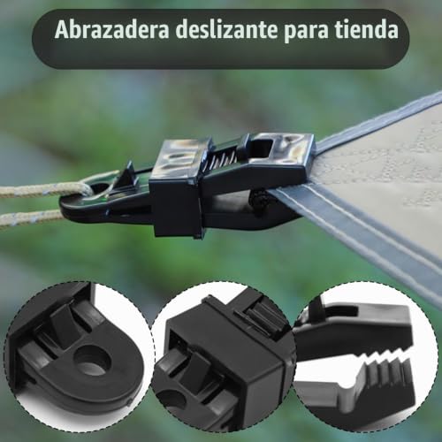 Miniatura 3 de Hoopoe Tarp Clips Para Toldos Y Lonas,10 Piezas Clip De Plastico Para Toldos Negro,Multifuncional Clips Para Lona Ajustable Con Fuerte Mango De Bloqueo Para Carpas Cámping Pancartas De Sujeción