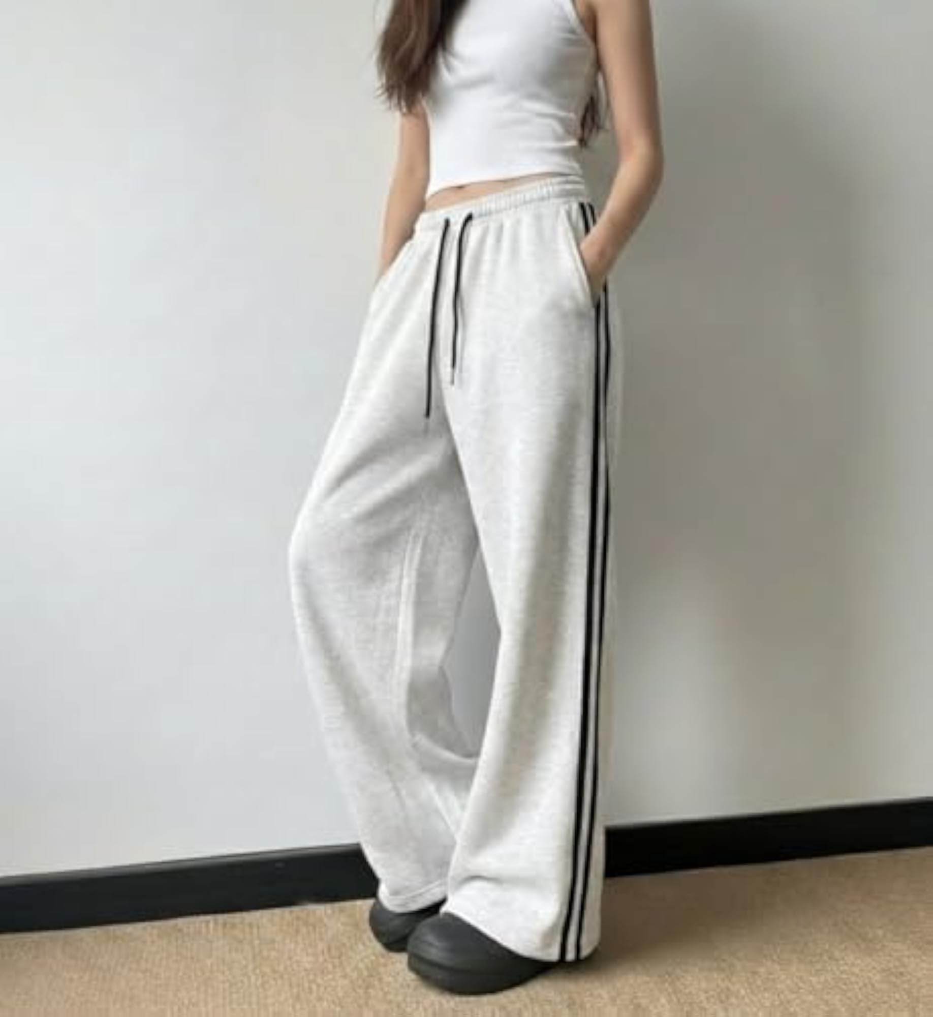 Open Bottom Wide Legged Sweatpants for Casual Wear