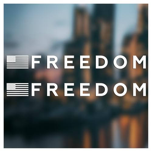 (2 PCs) Freedom American Flag Sticker Decal White Vinyl Patriotic USA Flag for Car Truck Laptop Window Suitable for Indoor & Outdoor Use 7 Inches (White)