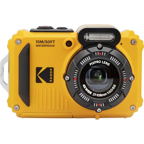 Image of Kodak PIXPRO WPZ2 Rugged Waterproof Shockproof Dustproof WiFi Digital Camera 16MP 4X Optical Zoom 1080P Full HD Video Vlogging Camera 2.7 inch LCD (Yellow) + 32GB Card + Case + Floating Strap + Bundle