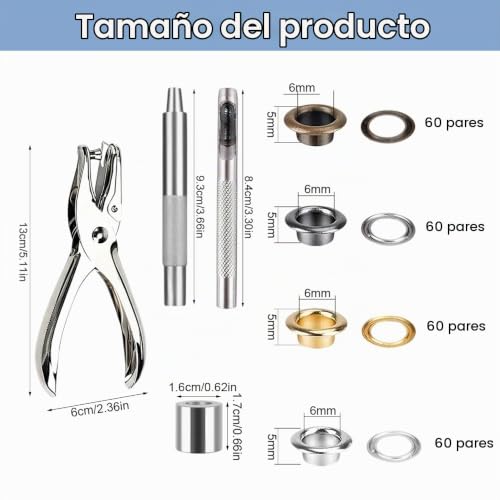 Miniatura 2 de Oupados Juego De Alicates Profesionales Con Ojal Cuatro Colores 480 6 Mm De Diámetro , Celdas De Canal, Kit De Herramientas De Montaje, Prensa Magnética De Ojales De Acero