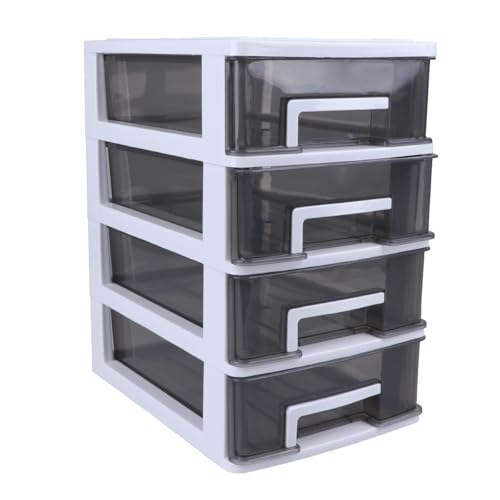 Boîte de rangement plastique transparente compacte à tiroirs coulissants