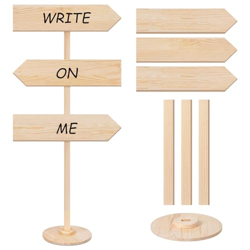 Chunful Wooden Blank Arrow Signs with Stakes, Wood Blank Directional