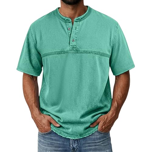T-shirt rétro délavé CHUNOTU, chemises pour homme à manches courtes henley au look vintage usé