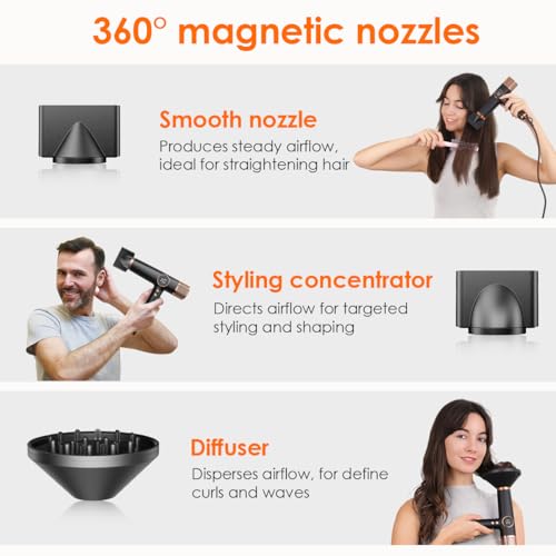 Faszin Hair Dryer, Lightweight Hairdryer with 110,000 RPM High Speed Motor for Fast Drying, 200 Million Ionic Hairdryers for Women & Men, Low Noise Hair Dryers, with 3 Magnetic Nozzle - Image 5