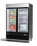 PeakCold 2-Door Upright Display Freezer - 45 Cubic Ft, 53.1" Wide, Double-Paned & Heated Glass Door Freezer with Auto-Defrost, LED Lighting & Customizable Lightbox - Commercial Merchandiser