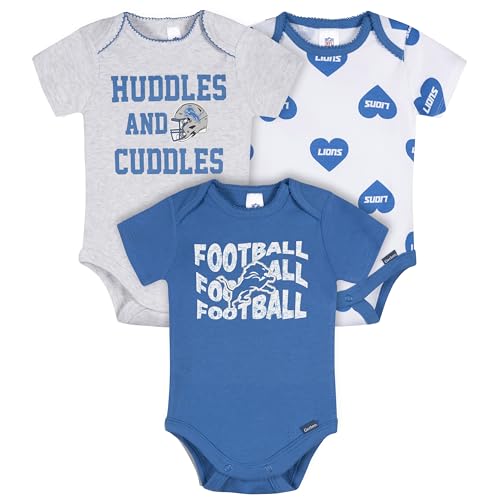 Gerber Baby Girls NFL 3-Pack Onesie Bodysuit Lions 0-3 Months