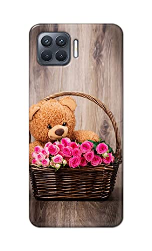 Image of PRINTFIDAA Roses and Teddy Bear in The Wicker Hard Back Cover for Oppo F17 Pro, CPH2119 Back Cover -(P6) KAT1004