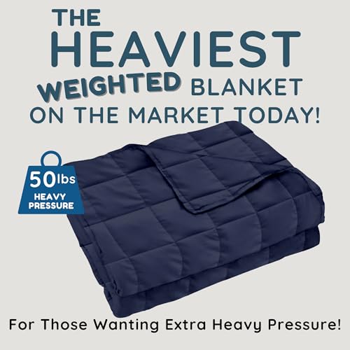 Image of HomeSmart 50lbs Weighted Blanket King Size, Extra Heavy Weighted Blanket, Ultra Soft Breathable Fabric, Also Fits California King Beds, Navy