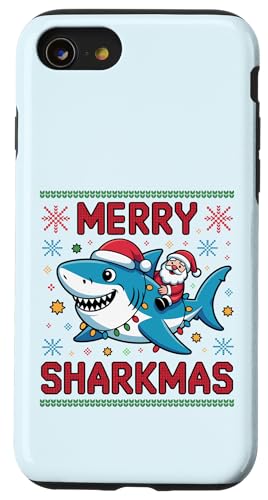 Merry Sharkmas AO[Z[^[ T^ CfBO V[N Cgt X}zP[X iPhone SE (2020) / 7 / 8 p