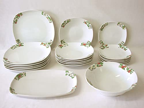 VAJILLA 20 PIEZAS 6 PERSONAS SEMIREDONDA PORCELANA ACEBO Cover