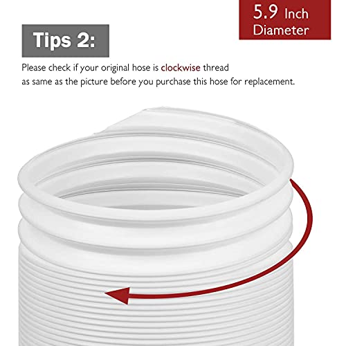 Image of TURBRO Portable Air Conditioner Universal Exhaust Hose - 5.9 Inch Diameter, 78 Inch Length, Clockwise Thread, White (707-90-015) | for Portable AC Units, Clockwise Thread, Sturdy, No-odor PP Construction