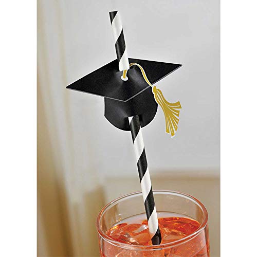 Pitillos de Graduación con Gorros - 9.5" (Pack de 12) miniatura 2