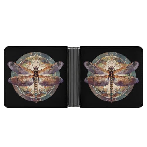 Dragonfly Mandala Funny Billfold Wallet Credit Card Holder Slim Passcase Pouch Purse for Men Women