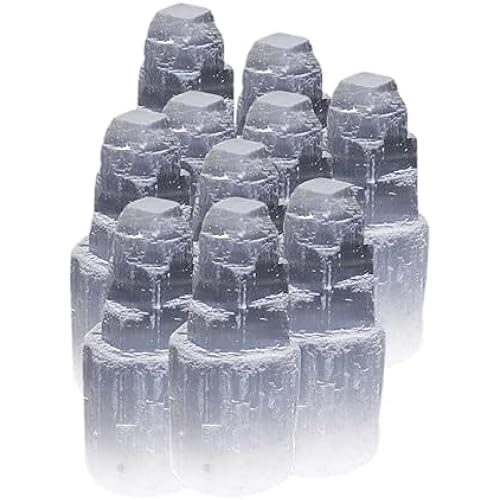 SOUL STICKS Selenite Crystal Towers for Reiki, Healing, and Energy Charging | Made in Morocco | Selenite Iceberg Charging Towers Crystal Skyscraper (2 Inch (Pack of 10))