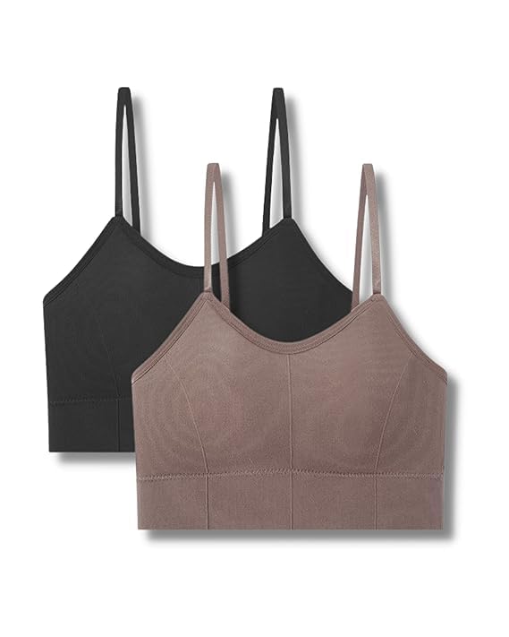 Women Cotton Sports Lightly Padded Combo Bra Black-Brown PAKOOF -2-image-5