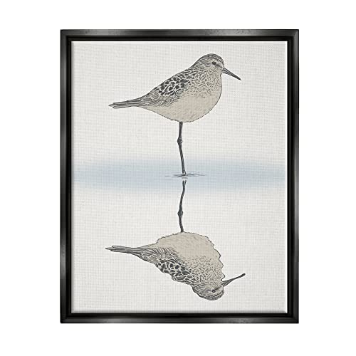 'Soothing Sandpiper Bird Standing Ocean'| Floating Frame Canvas Art
