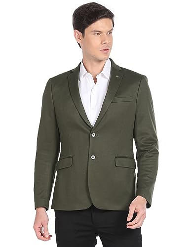 Image of Arrow Men's Red Textured Notch Collar Long Sleeve Formal Polyester Slim Fit Blazer